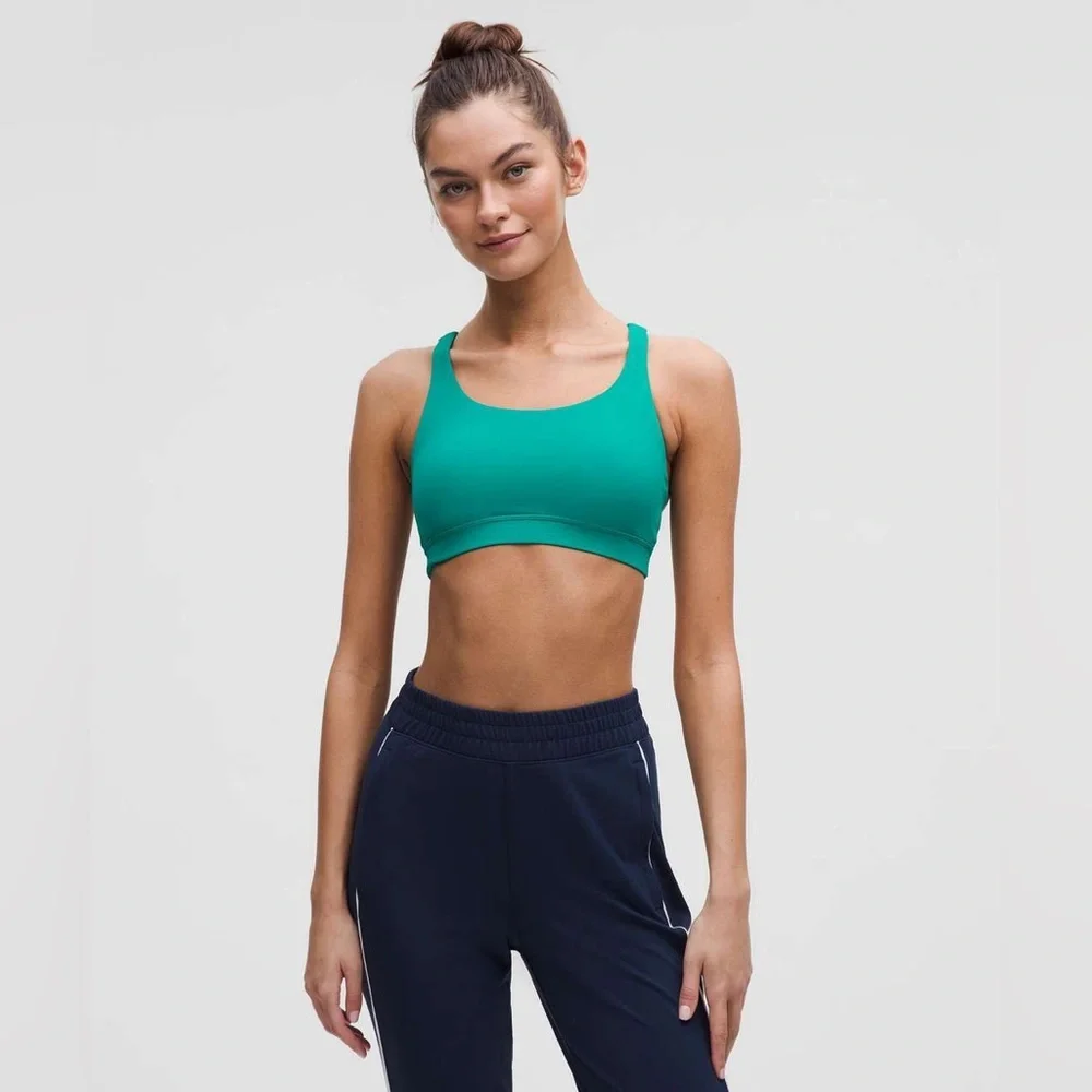 lululemon energy strappy back medium support sport bra in sonic teal 2025